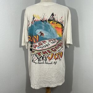 Vtg Ron Jon Surf  T Shirt Mens L White Long Beach Island NJ 1994 Grunge Y2K 90s